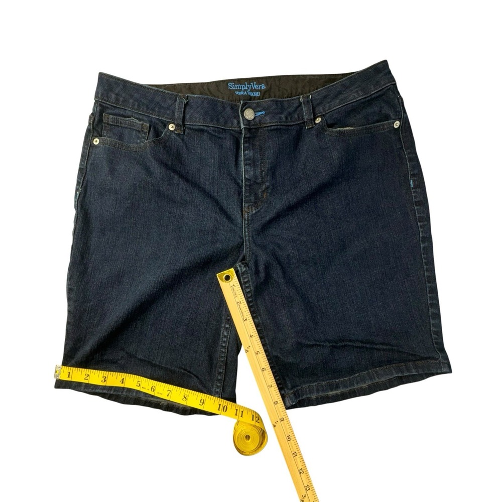 Simply Vera Wang Jean Shorts Flex Mid Rise Dark Wash Women 16 - Picture 6 of 8